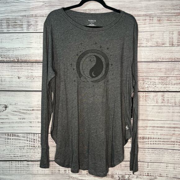 Torrid 2X Performance Cotton Long Sleeve Tunic Length Tee Snake Yin Yang NEW - Picture 11 of 11